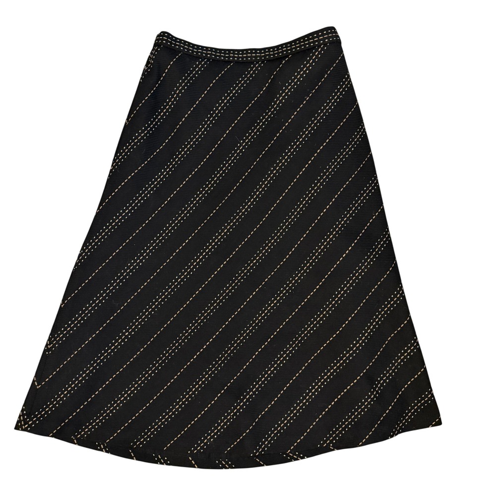 Talbots A-Line Skirt Womens 4P Black Wool Diagonal Stitch Petites‎ Excellent